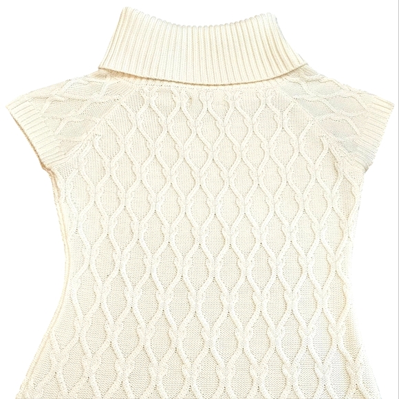 Calvin Klein Cream Cable Sweater Mini Dress High button Turtleneck Great Conditi - Picture 6 of 9